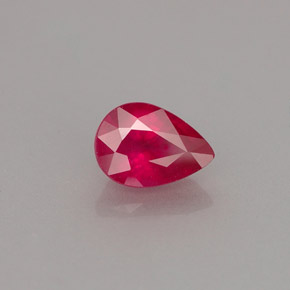 1.06캐럿 천연 핑크 레드 루비, 배 모양, 7.1×5.1 mm, VS-SI