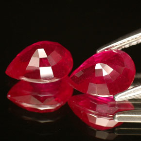캐럿 천연 핑크 레드 루비 보석, 배 모양, 7.1×5.3 mm, VS-SI