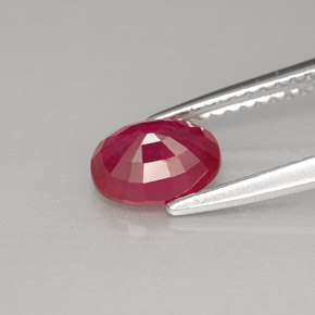 1.26캐럿 천연 핑크 레드 루비, 타원형 컷, 7.1×5.2 mm, VS-SI