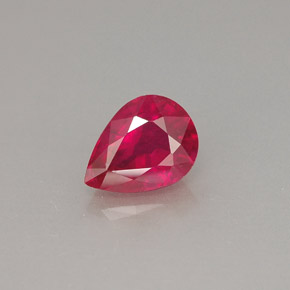 1.05캐럿 천연 핑크 레드 루비, 배 모양, 7.1×5.3 mm, VS-SI