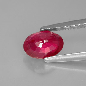 1.07캐럿 천연 핑크 레드 루비, 타원형 컷, 7.2×5.1 mm, VS-SI