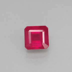 1.72캐럿 천연 핑크 레드 루비, 에메랄드 컷, 5.9×5.8 mm, VS-SI