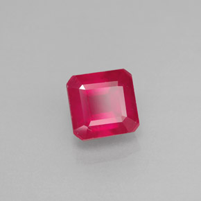 1.72캐럿 천연 핑크 레드 루비, 에메랄드 컷, 5.9×5.8 mm, VS-SI