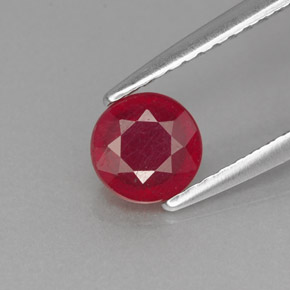 0.81캐럿 천연 레드 루비, 라운드 컷, 5.22 mm, VS-SI