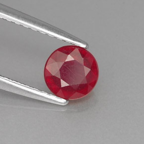0.81캐럿 천연 레드 루비, 라운드 컷, 5.22 mm, VS-SI