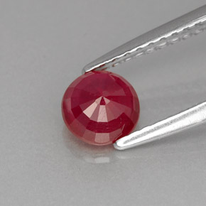 0.81캐럿 천연 레드 루비, 라운드 컷, 5.22 mm, VS-SI