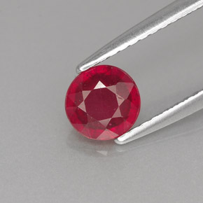 0.89캐럿 천연 레드 루비, 라운드 컷, 5.37 mm, VS-SI