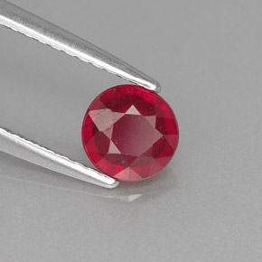 0.89캐럿 천연 레드 루비, 라운드 컷, 5.37 mm, VS-SI