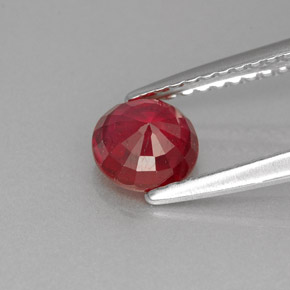 0.89캐럿 천연 레드 루비, 라운드 컷, 5.37 mm, VS-SI