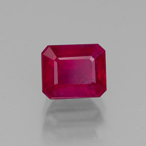 1.54캐럿 천연 핑크 레드 루비, 에메랄드 컷, 6×5 mm, VS-SI