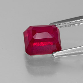 1.54캐럿 천연 핑크 레드 루비, 에메랄드 컷, 6×5 mm, VS-SI