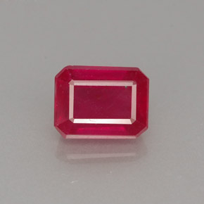 1.65캐럿 천연 핑크 레드 루비, 에메랄드 컷, 6.9×5.3 mm, SI