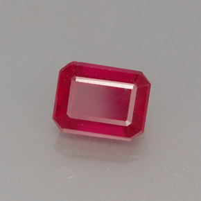 1.65캐럿 천연 핑크 레드 루비, 에메랄드 컷, 6.9×5.3 mm, SI