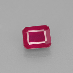 1.77캐럿 천연 핑크 레드 루비, 에메랄드 컷, 6.5×5.3 mm, VS-SI
