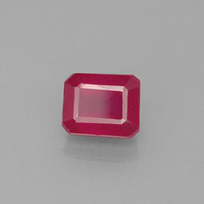1.77캐럿 천연 핑크 레드 루비, 에메랄드 컷, 6.5×5.3 mm, VS-SI