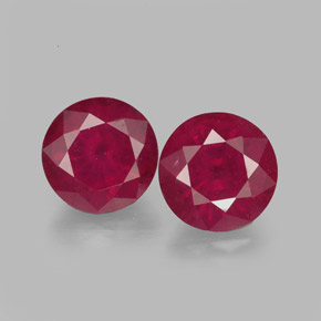 캐럿 천연 핑크 레드 루비 보석, 라운드 컷, 7.00 mm, VS-SI