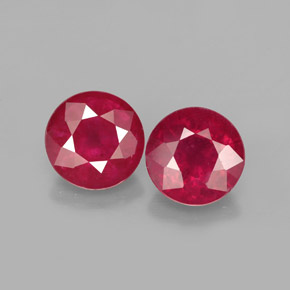 캐럿 천연 핑크 레드 루비 보석, 라운드 컷, 7.70 mm, VS-SI