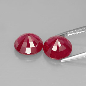 캐럿 천연 핑크 레드 루비 보석, 라운드 컷, 7.70 mm, VS-SI
