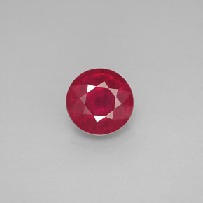 1.74캐럿 천연 핑크 레드 루비, 라운드 컷, 6.95 mm, VS-SI