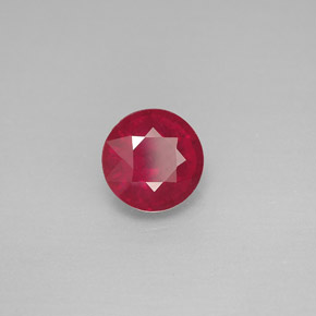 1.74캐럿 천연 핑크 레드 루비, 라운드 컷, 6.95 mm, VS-SI
