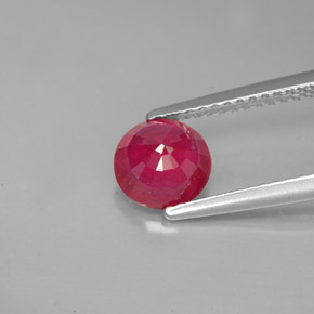 1.26캐럿 천연 핑크 레드 루비, 라운드 컷, 6.52 mm, VS-SI