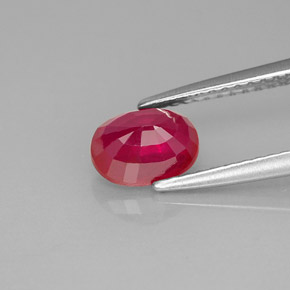 1.30캐럿 천연 핑크 레드 루비, 타원형 컷, 7.2×5.2 mm, VS-SI