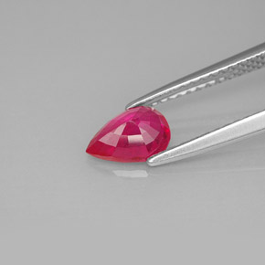 0.90캐럿 천연 핑크 레드 루비, 배 모양, 7.2×5.1 mm, VS-SI