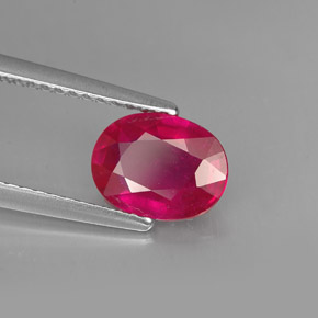 1.62캐럿 천연 핑크 레드 루비, 타원형 컷, 8.2×6.2 mm, VS-SI
