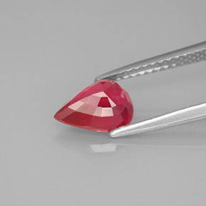 1.53캐럿 천연 핑크 레드 루비, 배 모양, 8.2×6.1 mm, VS-SI