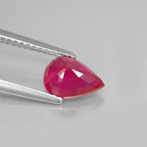 1.37캐럿 천연 핑크 레드 루비, 배 모양, 8.1×5.8 mm, VS-SI