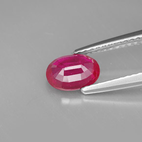 1.06캐럿 천연 핑크 레드 루비, 타원형 컷, 7.1×5.2 mm, SI