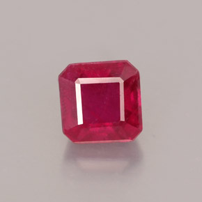 1.55캐럿 천연 핑크 레드 루비, 에메랄드 컷, 5.8×5.7 mm, SI
