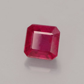 1.55캐럿 천연 핑크 레드 루비, 에메랄드 컷, 5.8×5.7 mm, SI