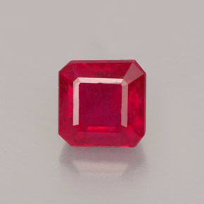1.79캐럿 천연 핑크 레드 루비, 에메랄드 컷, 6×6 mm, VS-SI