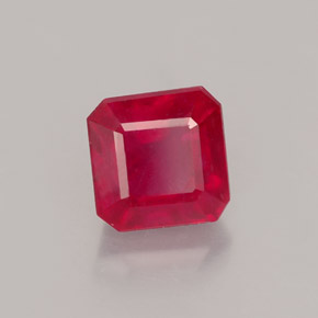 1.79캐럿 천연 핑크 레드 루비, 에메랄드 컷, 6×6 mm, VS-SI