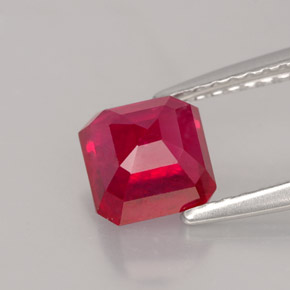 1.79캐럿 천연 핑크 레드 루비, 에메랄드 컷, 6×6 mm, VS-SI