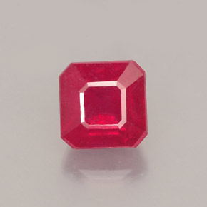 1.77캐럿 천연 핑크 레드 루비, 에메랄드 컷, 6×5.9 mm, SI
