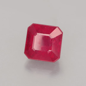 1.77캐럿 천연 핑크 레드 루비, 에메랄드 컷, 6×5.9 mm, SI