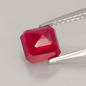 1.77캐럿 천연 핑크 레드 루비, 에메랄드 컷, 6×5.9 mm, SI