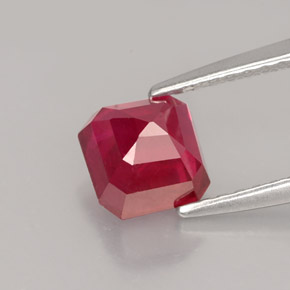 1.68캐럿 천연 핑크 레드 루비, 에메랄드 컷, 5.8×5.8 mm, VS-SI
