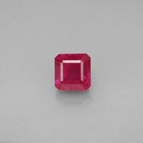 1.38캐럿 천연 핑크 레드 루비, 에메랄드 컷, 5.4×5.3 mm, VS-SI