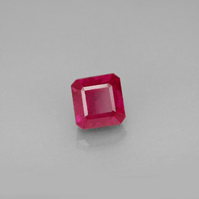 1.38캐럿 천연 핑크 레드 루비, 에메랄드 컷, 5.4×5.3 mm, VS-SI