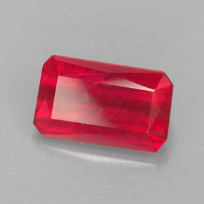 1.77캐럿 천연 레드 루비, 에메랄드 컷, 8.5×5.1 mm, VS-SI