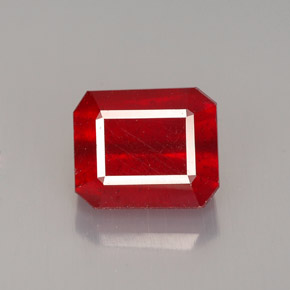 3.28캐럿 천연 레드 루비, 에메랄드 컷, 8.1×6.8 mm, VS-SI