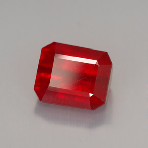 3.28캐럿 천연 레드 루비, 에메랄드 컷, 8.1×6.8 mm, VS-SI