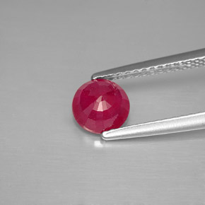 1.10캐럿 천연 핑크 레드 루비, 라운드 컷, 5.98 mm, SI