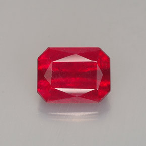 1.67캐럿 천연 레드 루비, 에메랄드 컷, 7.2×5.5 mm, SI