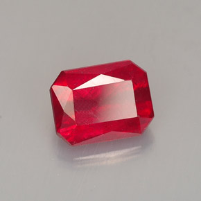 1.67캐럿 천연 레드 루비, 에메랄드 컷, 7.2×5.5 mm, SI
