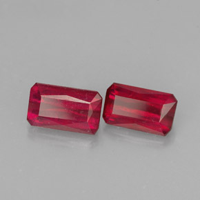 캐럿 천연 레드 루비 보석, 에메랄드 컷, 7.3×4.4 mm, SI
