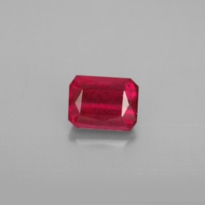 1.35캐럿 천연 핑크 레드 루비, 에메랄드 컷, 6.6×5 mm, SI